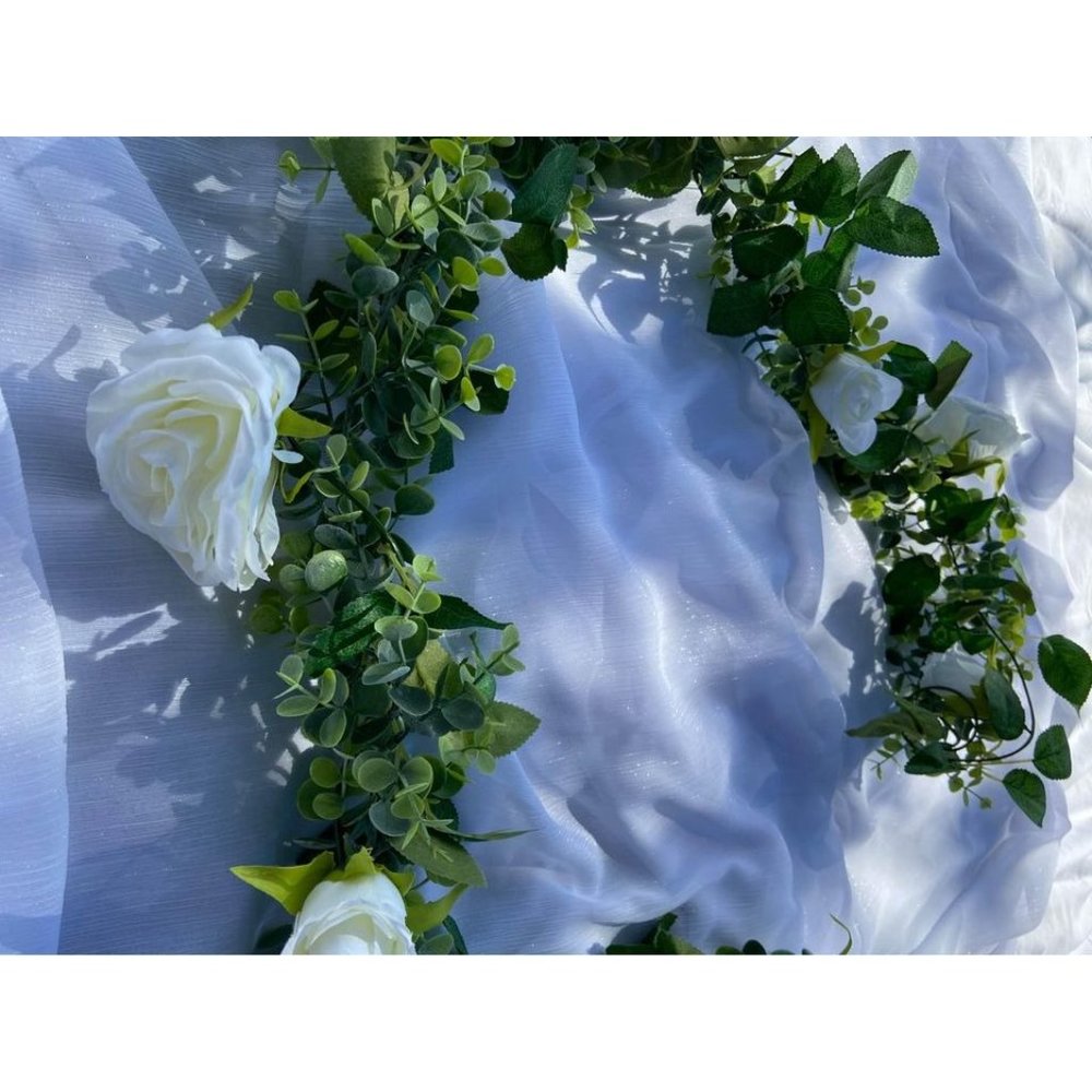 6 Foot White Rose Boxwood Garland Wedding Greenery Vine Floral Leaves ~ New - Picture 3 of 3